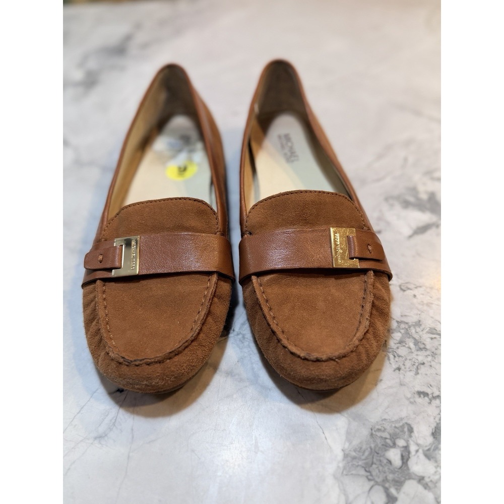 Michael Kors Sutton Moc Brown Suede Leather Loafers Womens Size 9M Flats